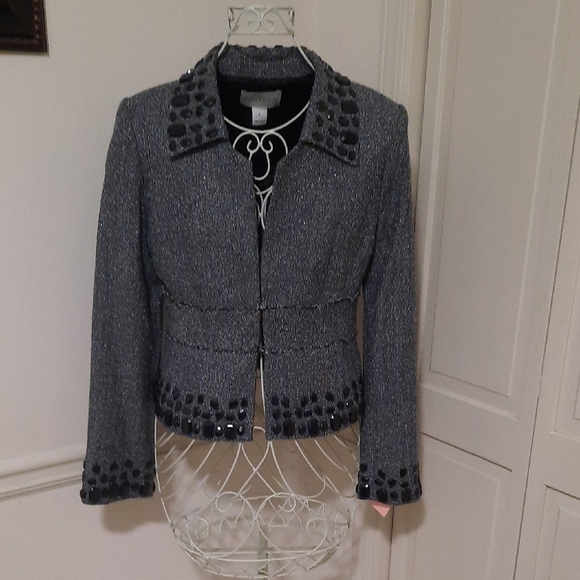 White House Black Market Jackets & Blazers - White House Black Market Gray Blazer with Black Accents